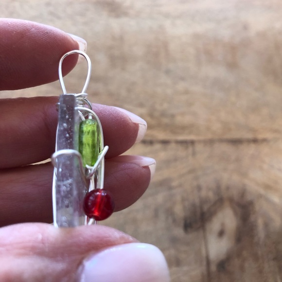 Sweet cherries, silver wrapped pendant, artisan-made & purchased at art festival - Picture 6 of 9